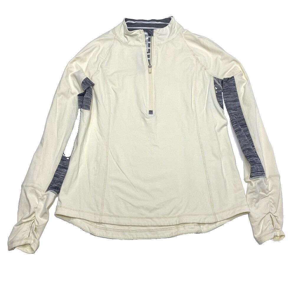 Kyodon 1/2 Zip Pullover Shirt Size L‎ Off White Gray Run Yoga Workout Women